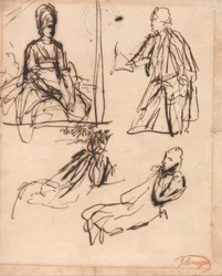 Studien für Porträts eines Mannes und einer Frau